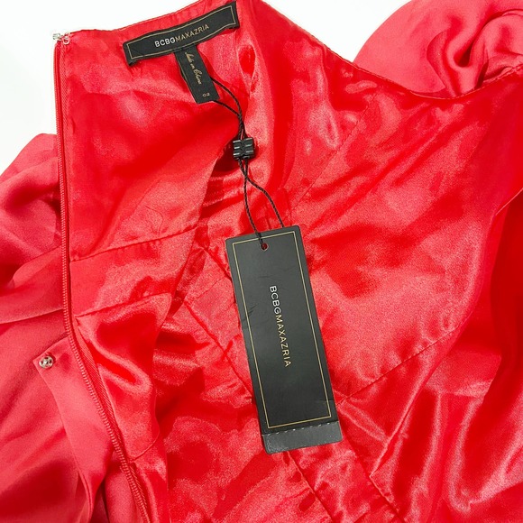 BCBG Maxazria Coral Passion Tiered Ruffle Mini Dress One Shoulder Size 2 NWT - Picture 5 of 9